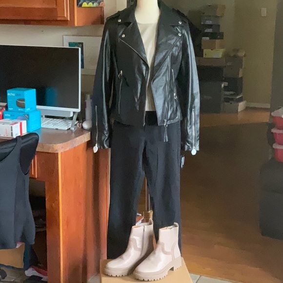 Sam Edelman Black Lamb Leather Moto Jacket Size M, NWT - Picture 3 of 16